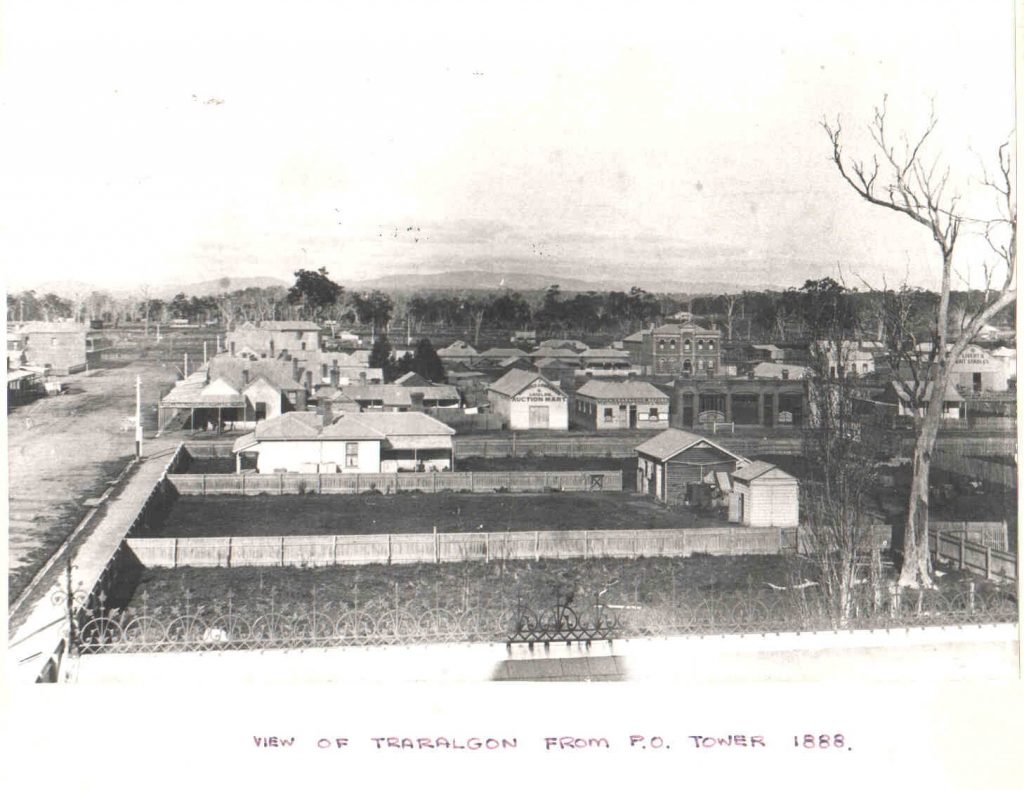Historic photo of Traralgon township 1888