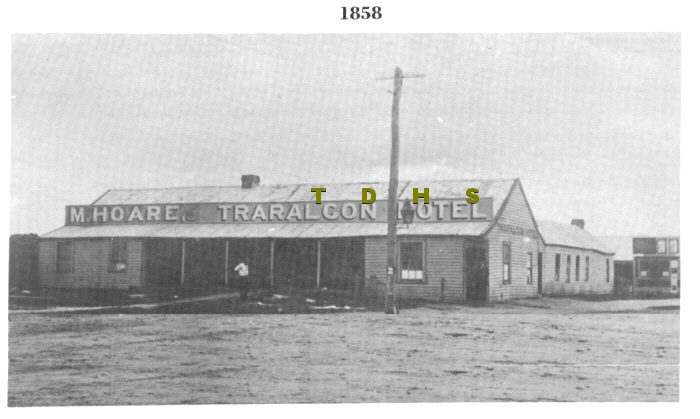 Historic photo of the Traralgon Hotel in 1858