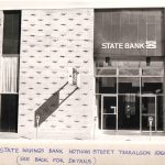 Black and white photo of State bank in Traralgon 1960