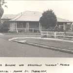 Black and white photo of old wooden house called 'Cunnoch' that used to be a hospital in Traralgon