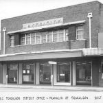 Black and white phot of the brick SEC building in Traralgon 1938