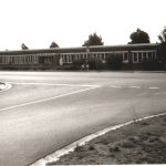 Black and white photo of St Pauls College school building in Traralgon in 1984