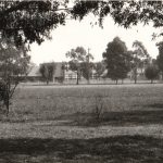Black and white photo of Kildare College school building in Traralgon in 1984