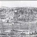 Historic drawing of Traralgon township 1880