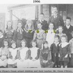 Historic photo of school children and their teacher, from Flynn 1906